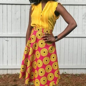 African print wrap skirt